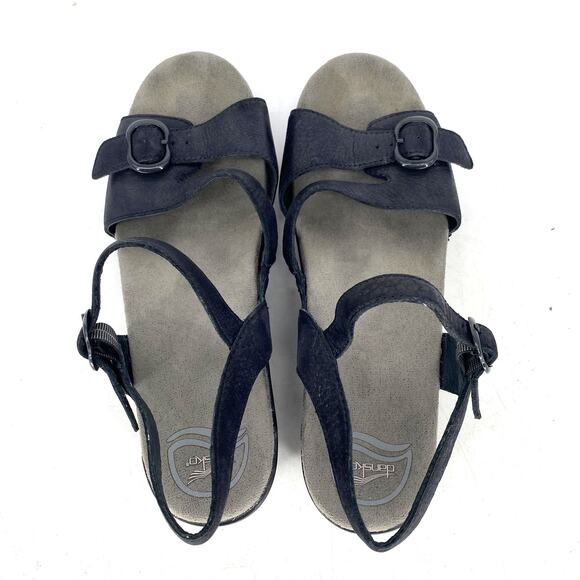 Dansko Slingback Open Toe Black Leather Comfort Sandal Women's Size EU 40 - Picture 4 of 9